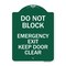 Signmission Do Not Block Emergency Exit Door Keep Clear, Green & White Alum Sign, 24" L, 18" H, GW-1824-24154 A-DES-GW-1824-24154 - alternate 1
